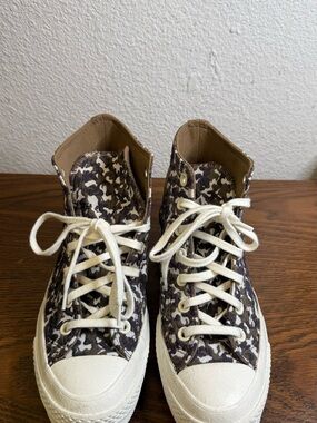 Converse High-Top Sneakers in Brown Camo with Cream Soles
